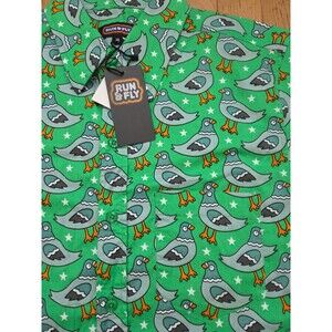 Run & Fly Men's Retro/Vintage Style Pigeon Stars Short Sleeve Shirt Medium NEW